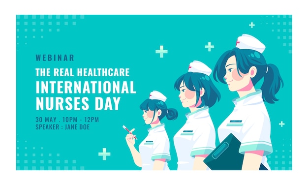 Flat webinar template for international nurses day celebration