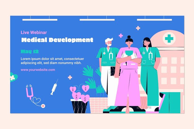 Flat webinar template for international nurses day celebration