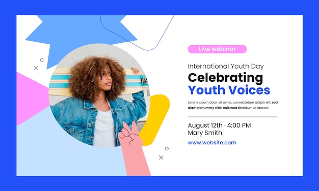 Flat webinar template for international youth day celebration