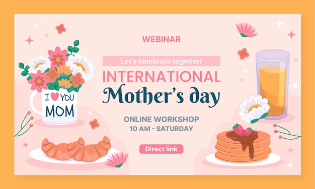 Free Vector flat webinar template for mothers day celebration