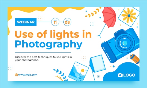 Flat webinar template for photographer career