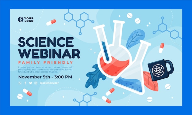 Flat webinar template for science research