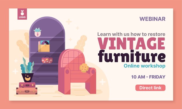 Flat webinar template for second-hand flea market event