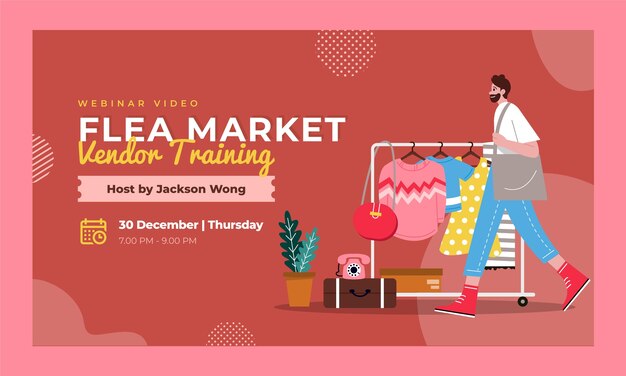 Flat webinar template for second-hand flea market event