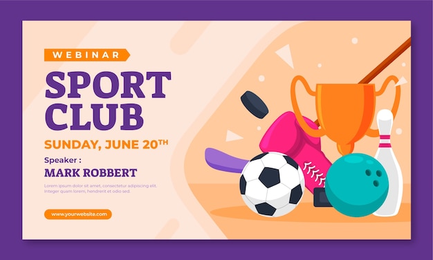 Free Vector flat webinar template for sports club