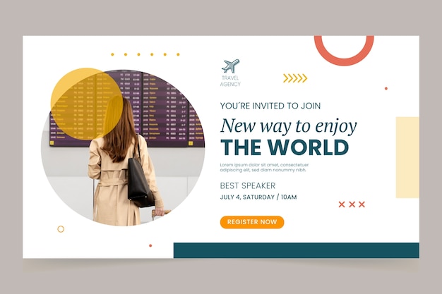 Flat webinar template for travel agency business