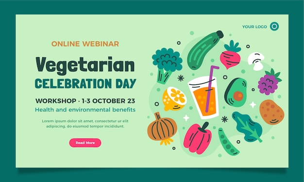 Flat webinar template for world vegetarian day celebration