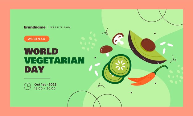 Flat webinar template for world vegetarian day