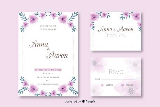 Flat wedding card invitation design