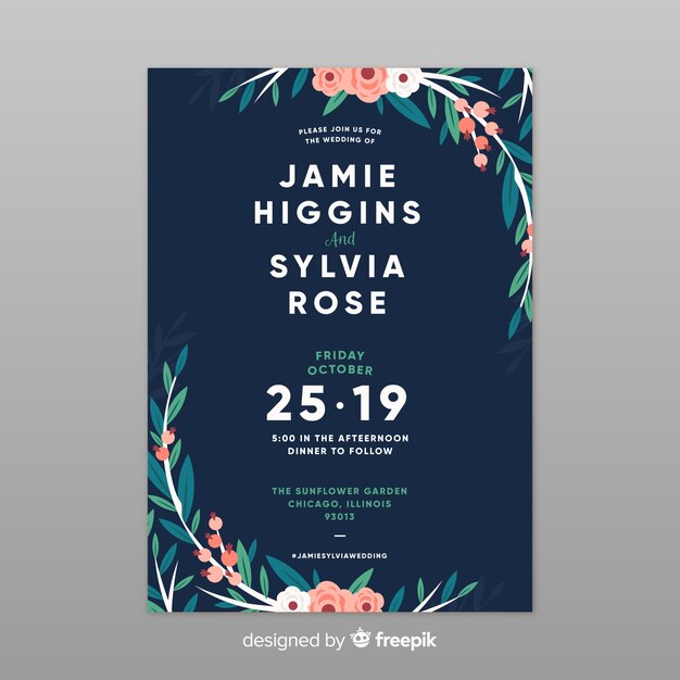 Flat wedding card template