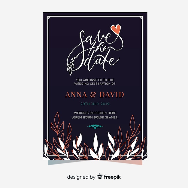 Free vector flat wedding card template