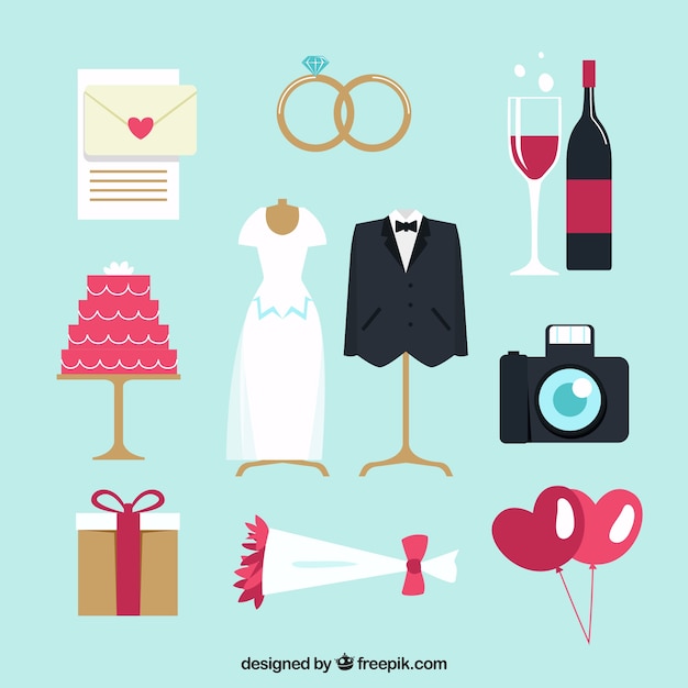 Flat wedding elements