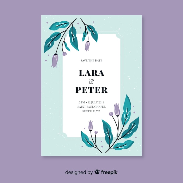 Flat wedding invitation template