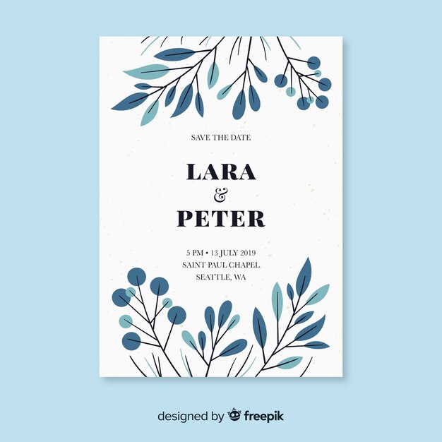 Flat wedding invitation template