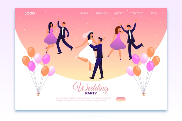 Free vector flat wedding landing page template