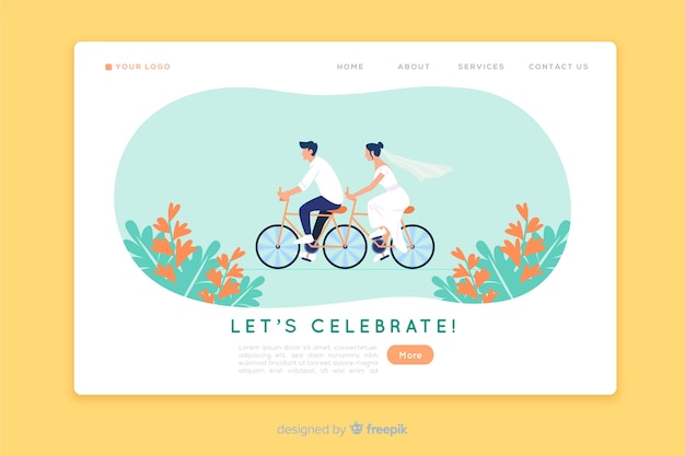 Free Vector flat wedding landing page template