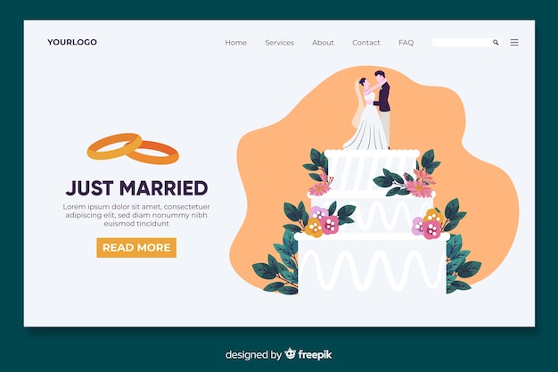 Flat wedding landing page template