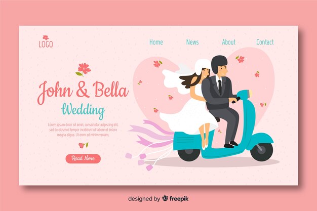 Flat wedding landing page template