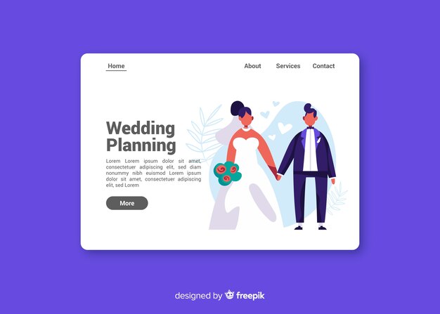 Flat wedding landing page template