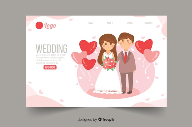 Flat wedding landing page template