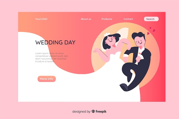 Flat wedding landing page template