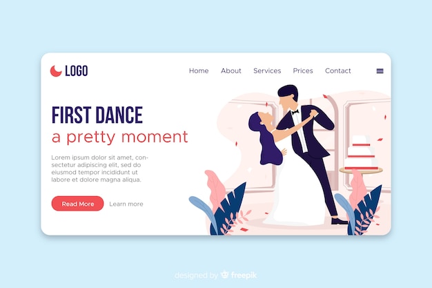 Free Vector flat wedding landing page template