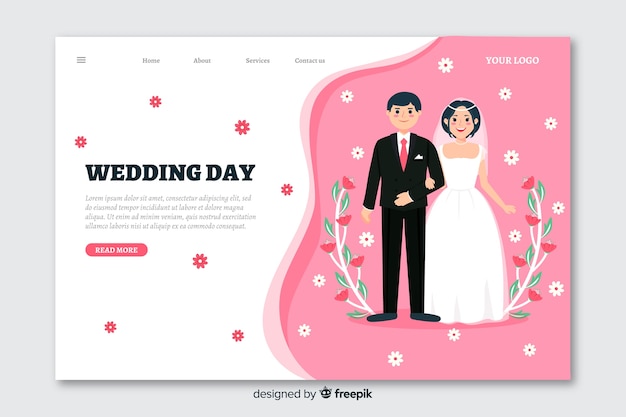 Flat wedding landing page template