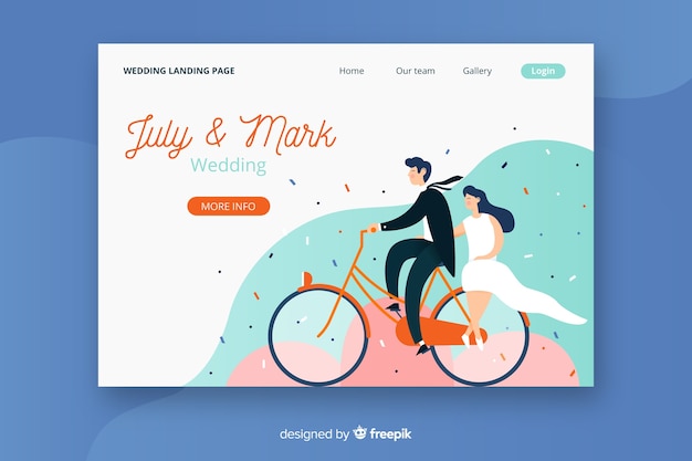 Flat wedding landing page template