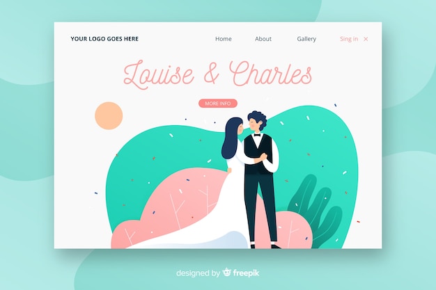 Free Vector flat wedding landing page template