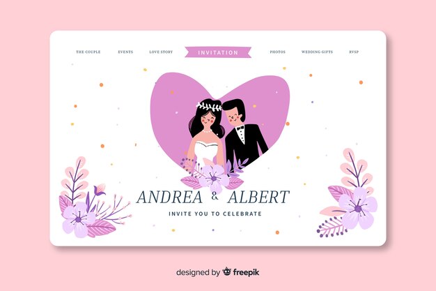 Flat wedding landing page template