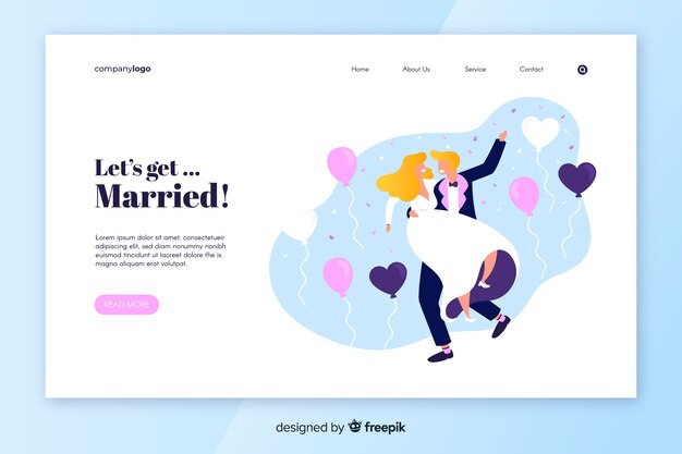 Flat wedding landing page template