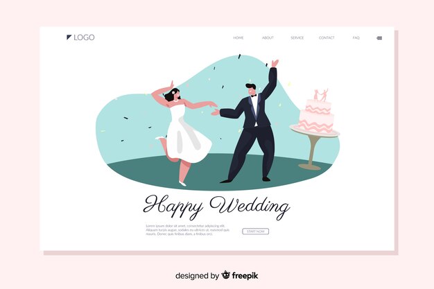 Flat wedding landing page template