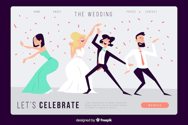 Free vector flat wedding landing page template