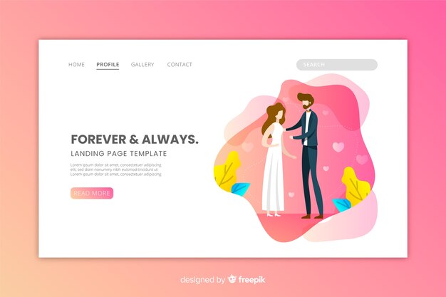 Flat wedding landing page template