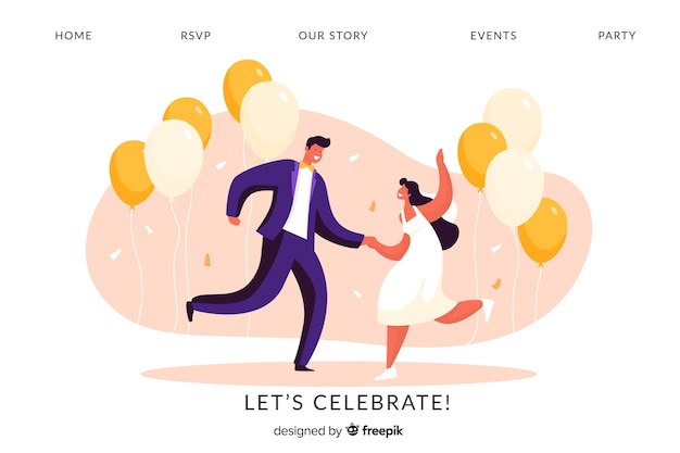 Free Vector flat wedding landing page template