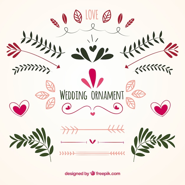 Free Vector flat wedding ornament collection