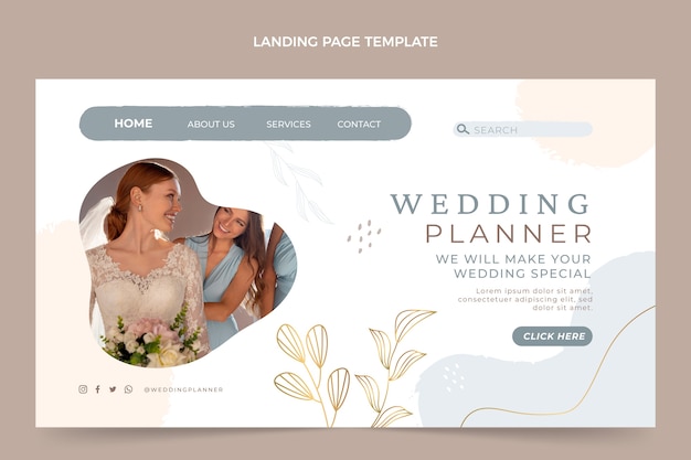 Flat wedding planner landing page template