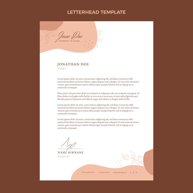 Flat wedding planner letterhead template