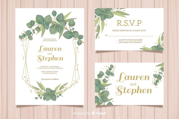 Flat wedding stationery template collection