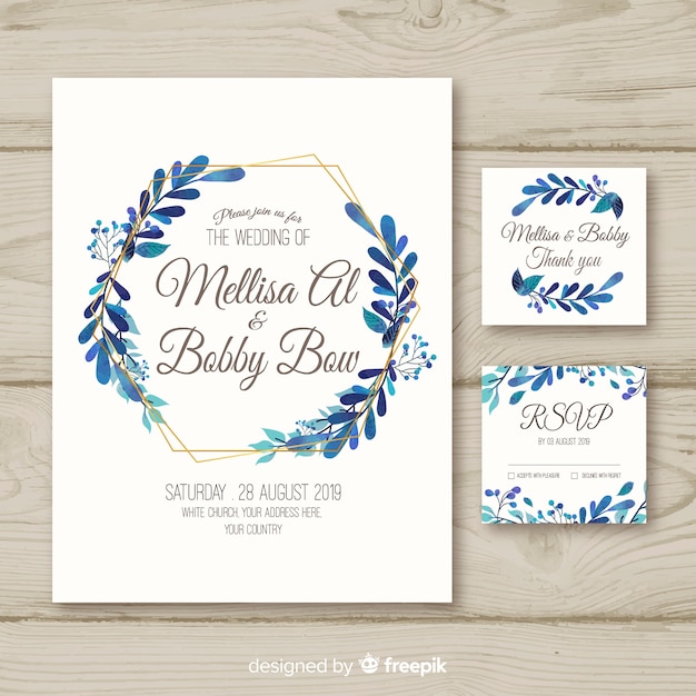 Flat wedding stationery template collection