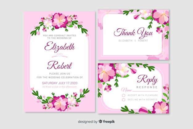 Flat wedding stationery template collection