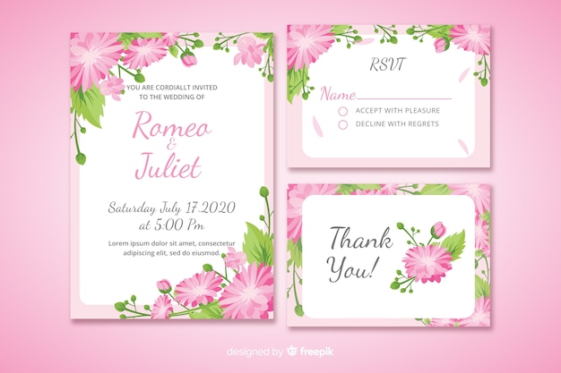 Flat wedding stationery template collection