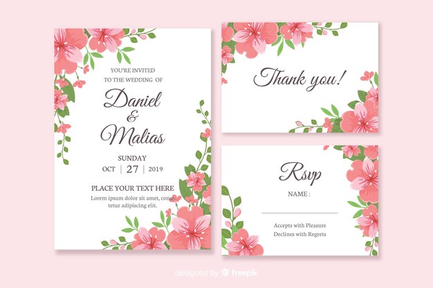 Flat wedding stationery template collection