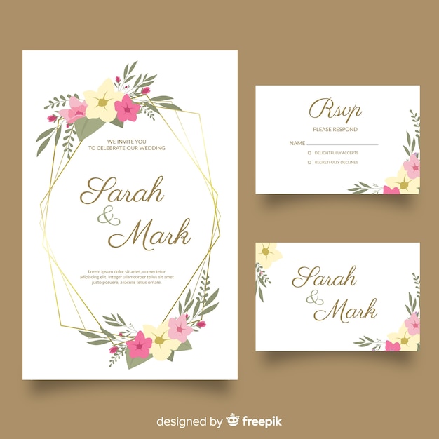 Flat wedding stationery template collection