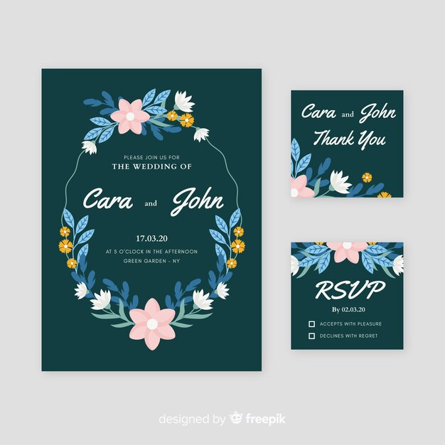 Flat wedding stationery template