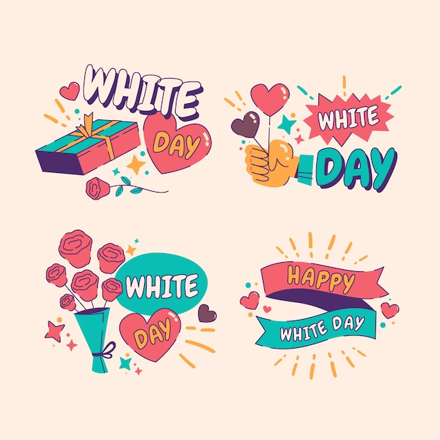 Free Vector flat white day labels collection