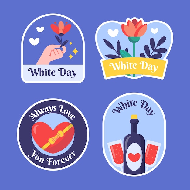 Free Vector flat white day stickers collection