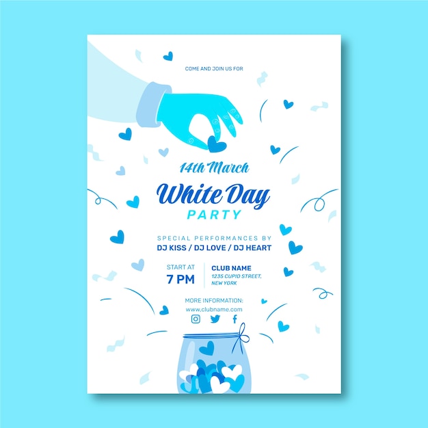 Flat white day vertical flyer template