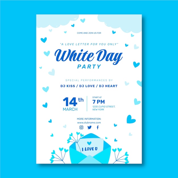 Flat white day vertical flyer template