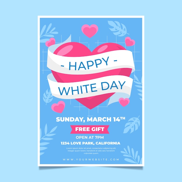 Flat white day vertical flyer template